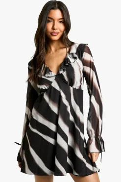 Abstract Mesh Ruffle Mini Dress | Nasty Gal