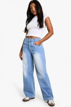 Adjustable Waistband Faded Wide Leg Jeans | Nasty Gal