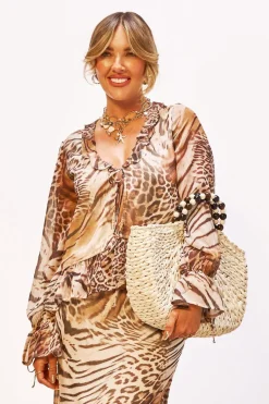 Animal Chiffon Ruffle Blouse | Nasty Gal