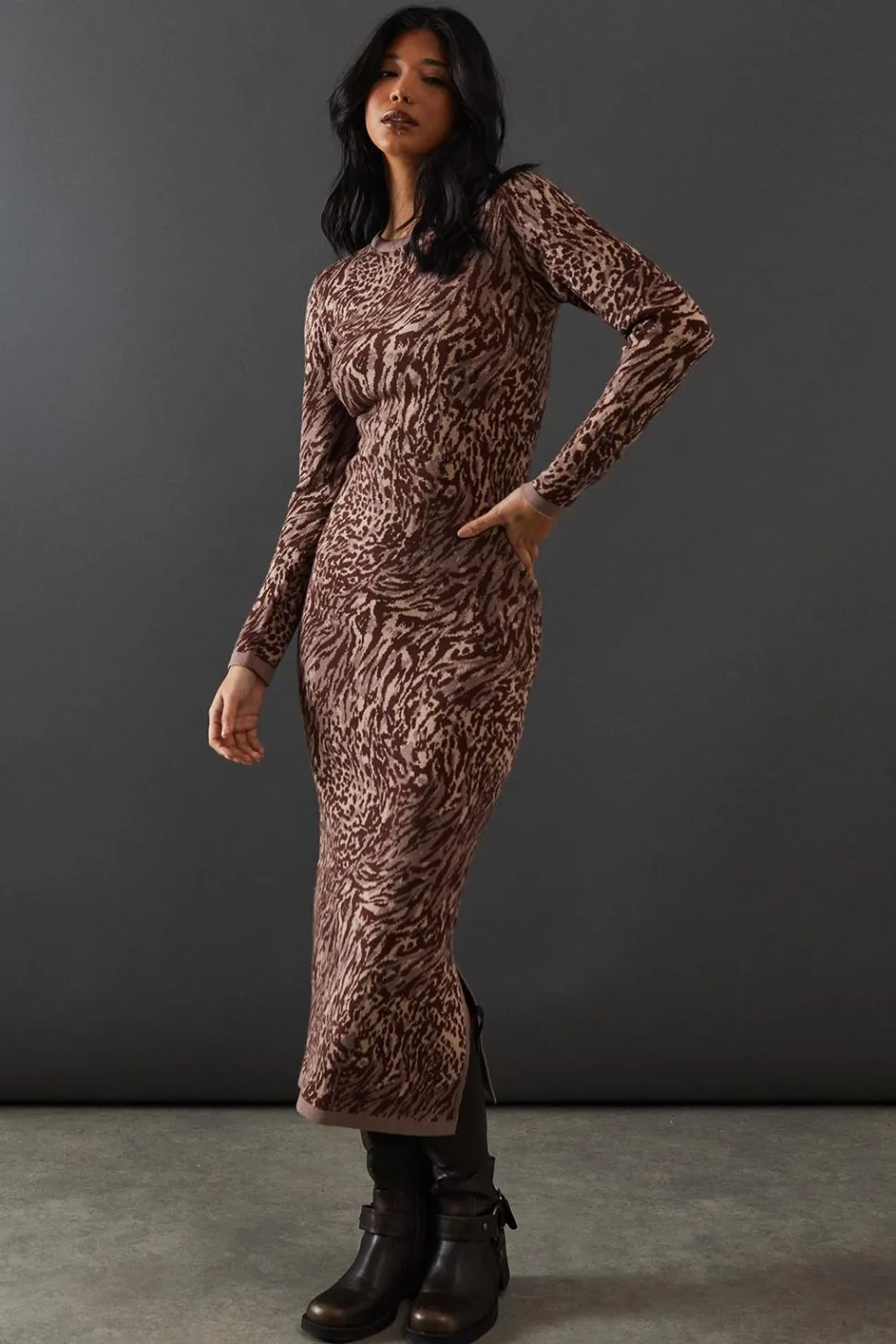 Animal Jacquard Slouchy Knitted Midaxi Dress | Nasty Gal