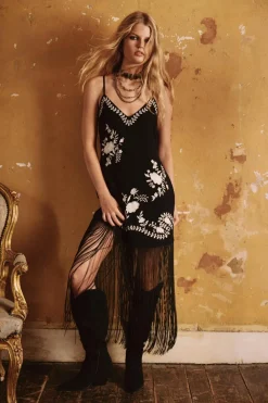 (Az) Hand Embroidered Scallop Tassel Hem Mini Dress | Nasty Gal