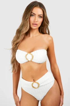 Bamboo Ring Textured Bandeau Bikini Top | Nasty Gal