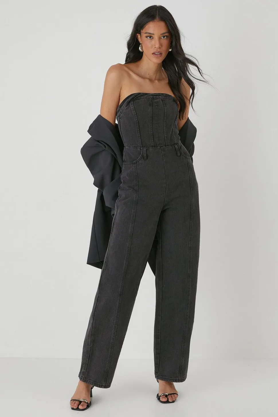 Bandeau Denim Wide Leg Jumpsuit | Nasty Gal