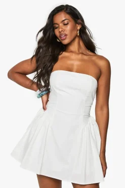 Bandeau Poplin Mini Skater Dress | Nasty Gal