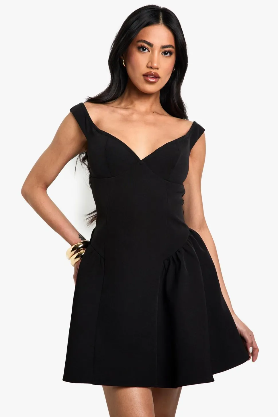Bardot Structured Volume Skater Mini Dress | Nasty Gal