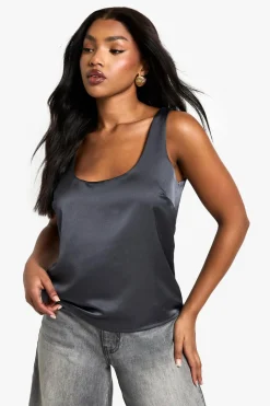Basic satin scoop neck cami | Nasty Gal
