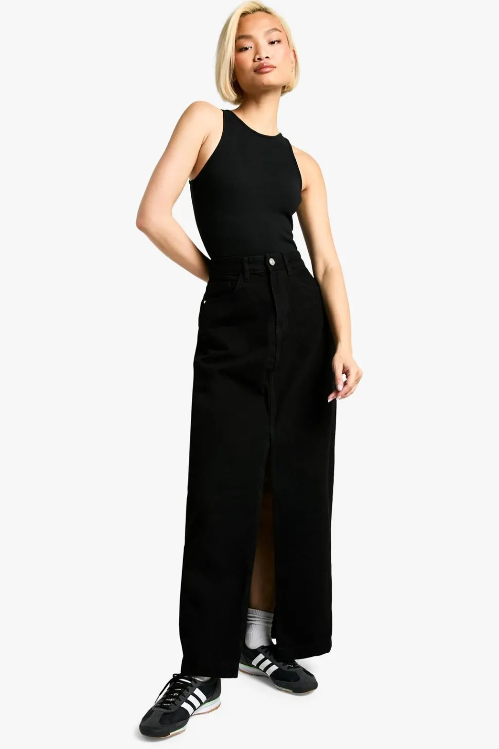 Basic Split Front Denim Maxi Skirt | Nasty Gal