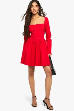 Bengaline Corset Long Sleeve Skater Dress | Nasty Gal