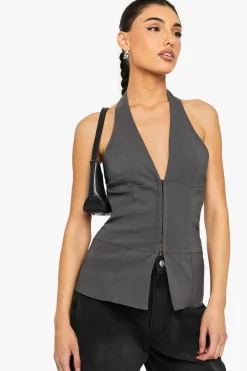 Bengaline Halter Neck Corset Top | Nasty Gal