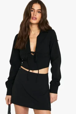 Bengaline Long Sleeve Plunge Front Top | Nasty Gal