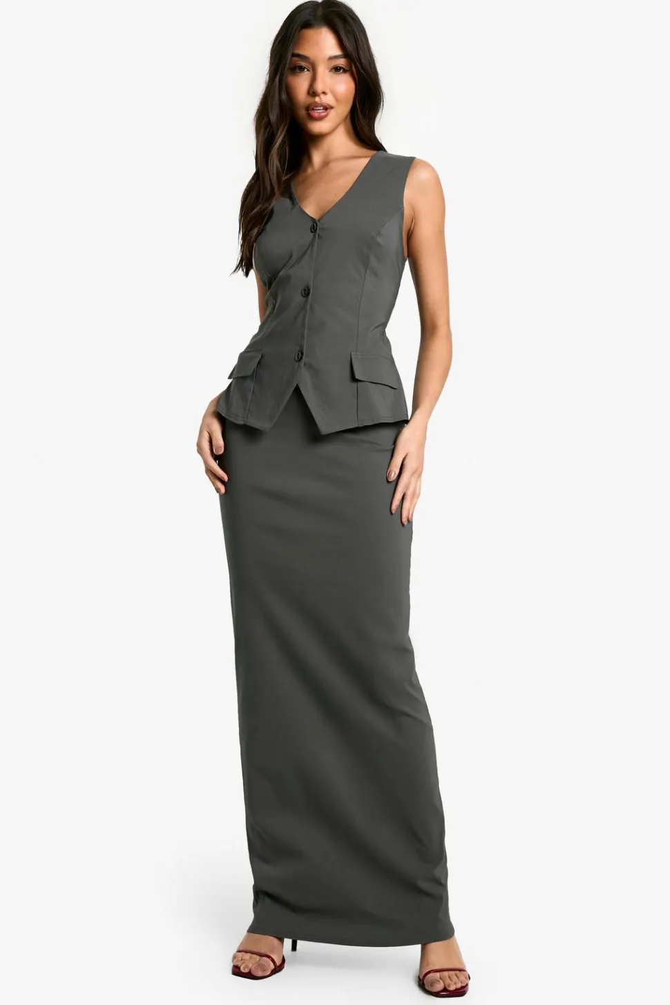 Bengaline Plunge Waistcoat Maxi Dress | Nasty Gal