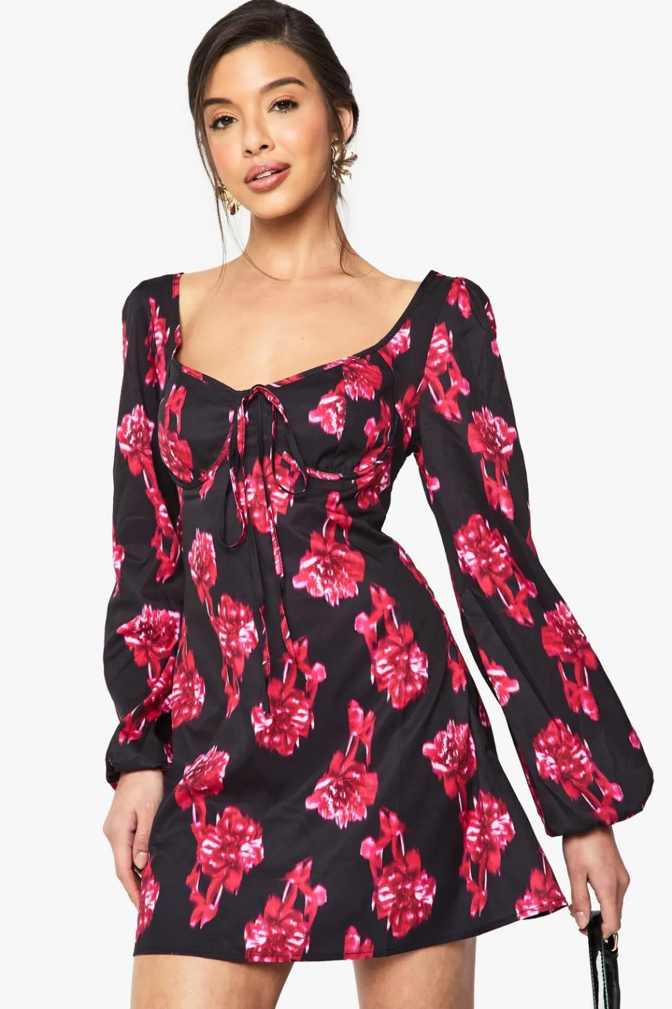 Blur Floral Milkmaid Mini Dress | Nasty Gal