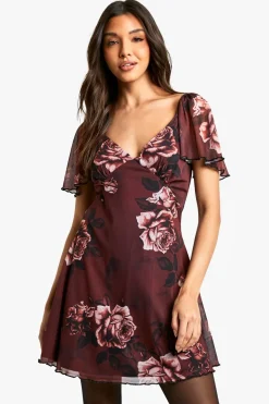 Blurred Floral Godet Mini Dress | Nasty Gal