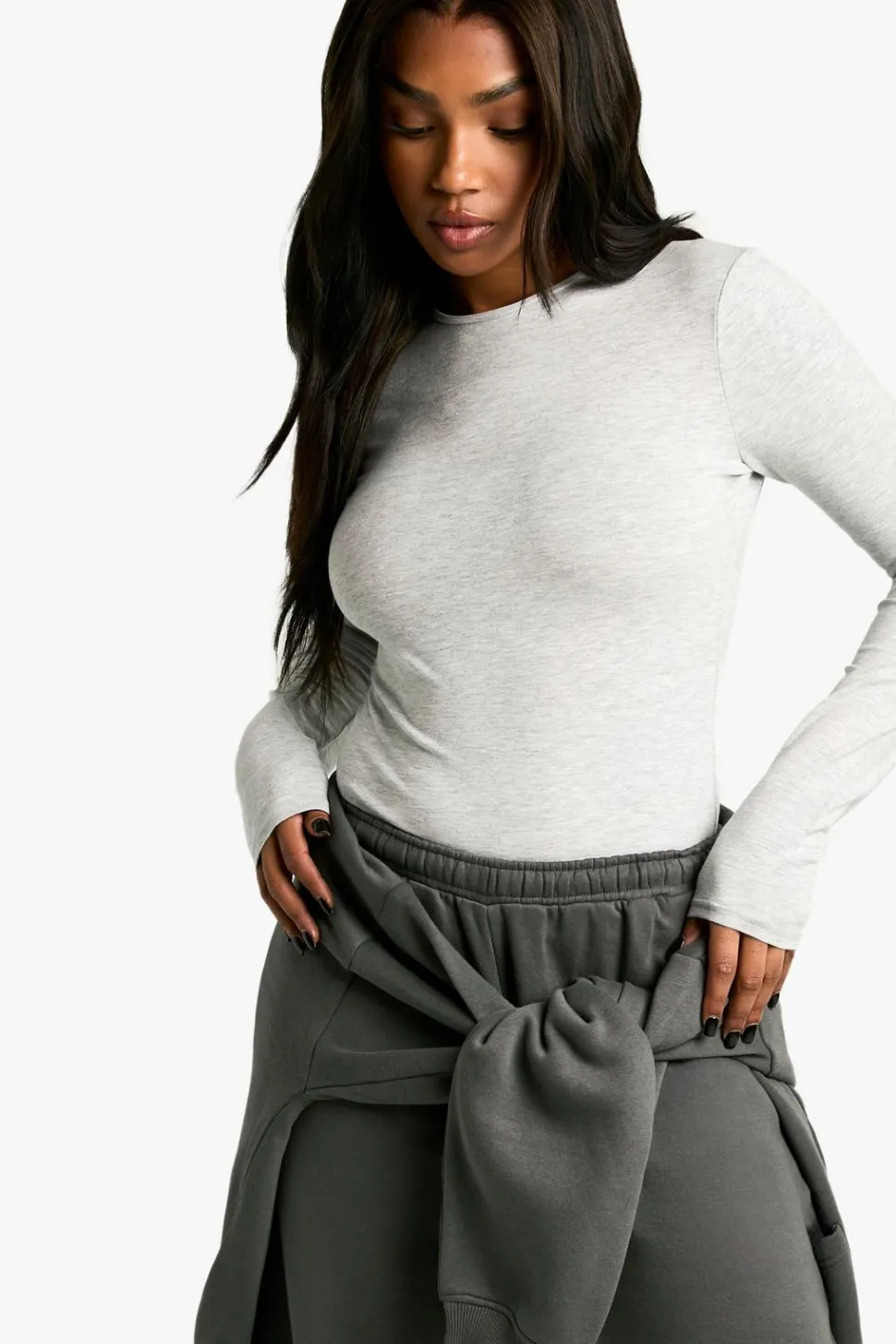 Boohoo Basics Crew Neck Long Sleeve Bodysuit | Nasty Gal