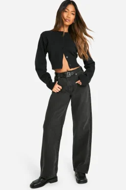 Boohoo Basics High Waisted Boyfriend Jeans in Washed Black | Nasty Gal