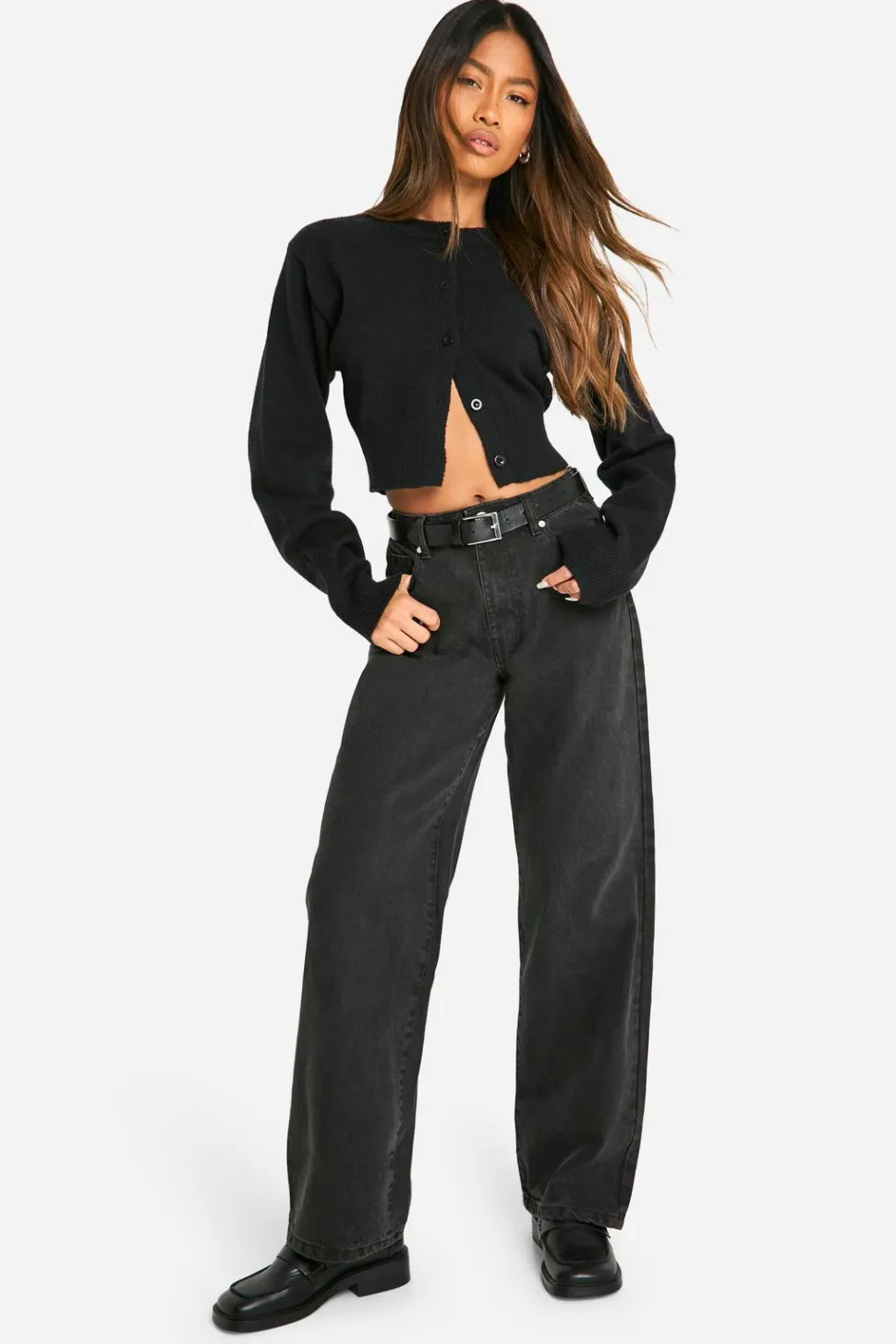 Boohoo Basics High Waisted Boyfriend Jeans in Washed Black | Nasty Gal