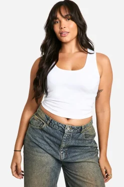 Boohoo Basics Plus Cotton Wide Strap Full Length Vest | Nasty Gal