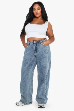 Boohoo Basics Plus Denim Wide Leg Jean | Nasty Gal