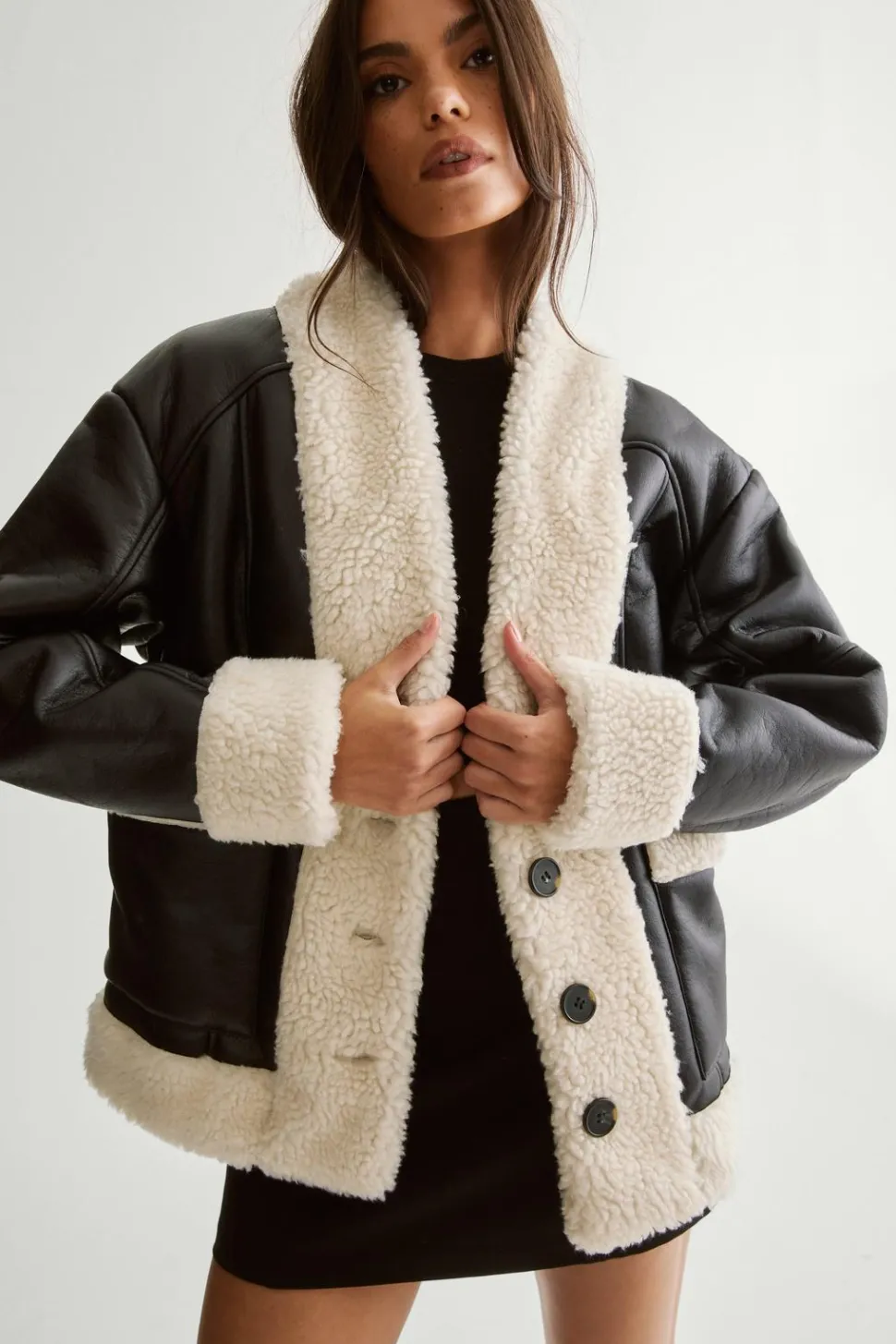 Borg Bonded 80s Aviator Jacket | Nasty Gal