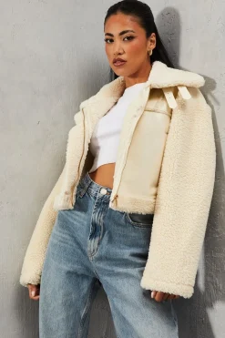 Borg Buckle Detail Cropped Aviator Jacket | Nasty Gal