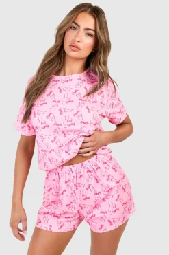 Bow Print Short Sleeve T-Shirt & Shorts Pyjama Set | Nasty Gal