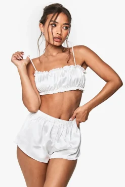 Bridal Satin Frill Pyjama Shorts | Nasty Gal