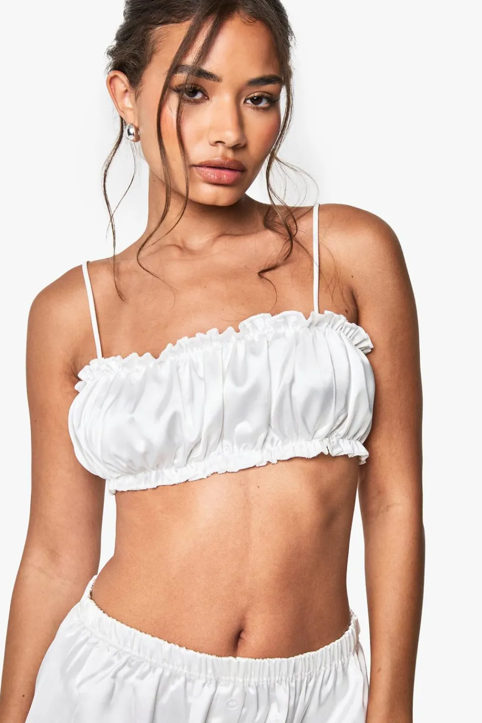 Bridal Satin Frill Pyjama Bralet Top | Nasty Gal