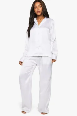 Bridal Satin Long Sleeve Shirt & Trousers Pyjama Set | Nasty Gal