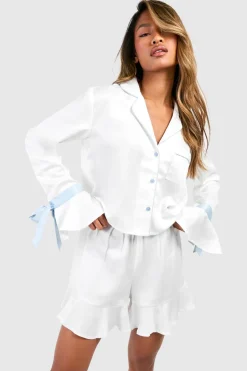 Bridal Something Blue Long Sleeve Shirt & Shorts Pyjama Set | Nasty Gal