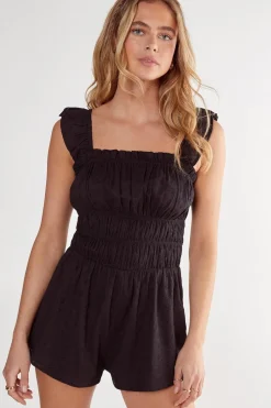Broderie Ruched Ruffle Romper | Nasty Gal