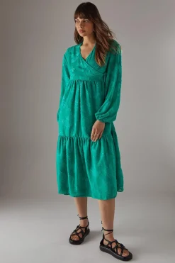 Burnout Chiffon Wrap Smock Midi Dress | Nasty Gal