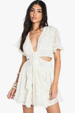 Burnout Floral Angel Sleeve Skater Dress | Nasty Gal