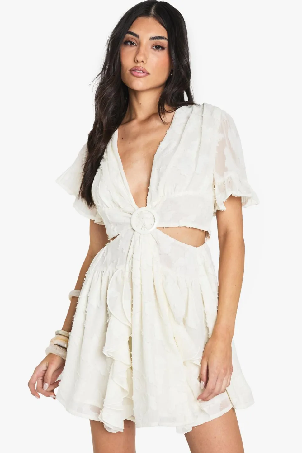 Burnout Floral Angel Sleeve Skater Dress | Nasty Gal