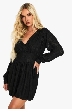 Burnout Floral Long Sleeve Skater Dress | Nasty Gal