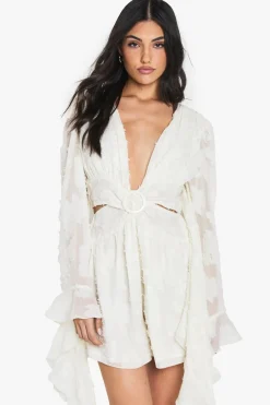 Burnout Floral Wide Sleeve Playsuit | Nasty Gal