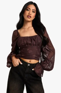 Burnout Puff Sleeve Milkmaid Top | Nasty Gal