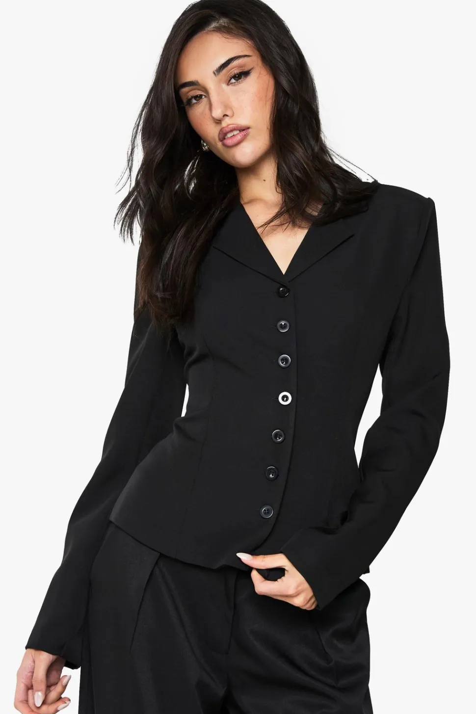 Button Detail Fitted Cinched Blazer | Nasty Gal