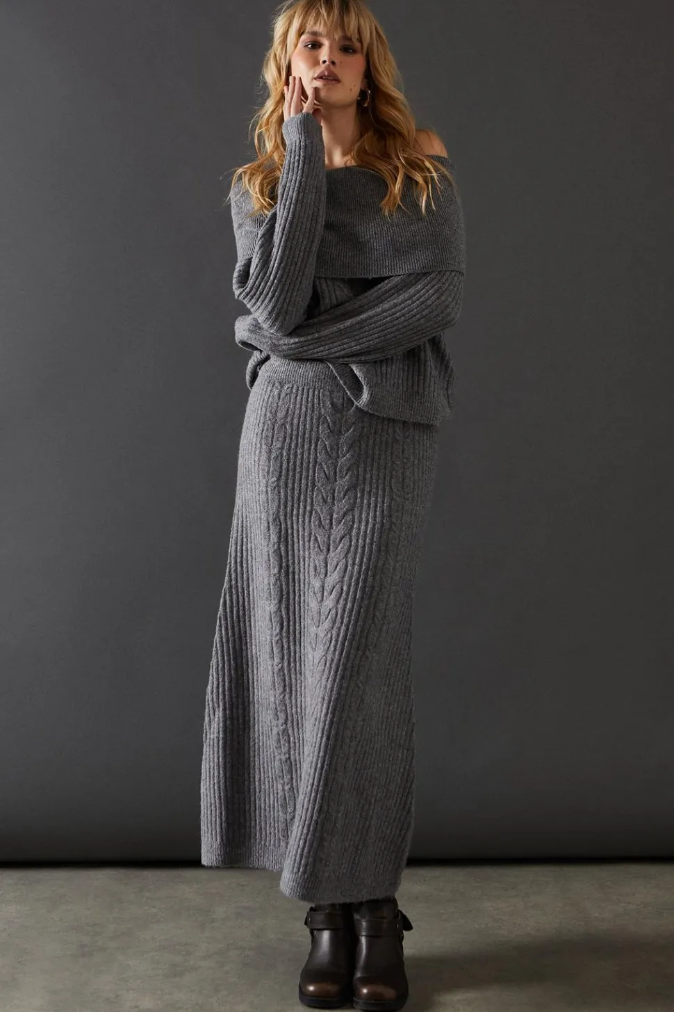 Cable Front Knitted Maxi Skirt | Nasty Gal