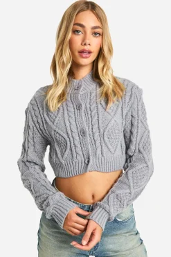 Cable Knit Cropped Cardigan | Nasty Gal