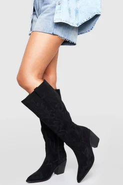 Casual Faux Suede Knee High Western Cowboy Boots | Nasty Gal