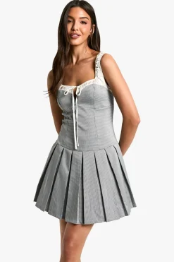 Check Box Pleat Mini Dress | Nasty Gal