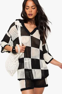 Checkerboard Crochet Beach Top | Nasty Gal