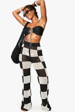 Checkerboard Crochet Wide Leg Beach Trouser | Nasty Gal