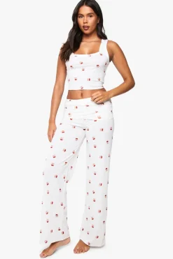 Cherry Print Soft Rib Vest Top & Trousers Pyjama Set | Nasty Gal