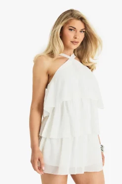 Chiffon Halterneck Layered Mini Dress | Nasty Gal