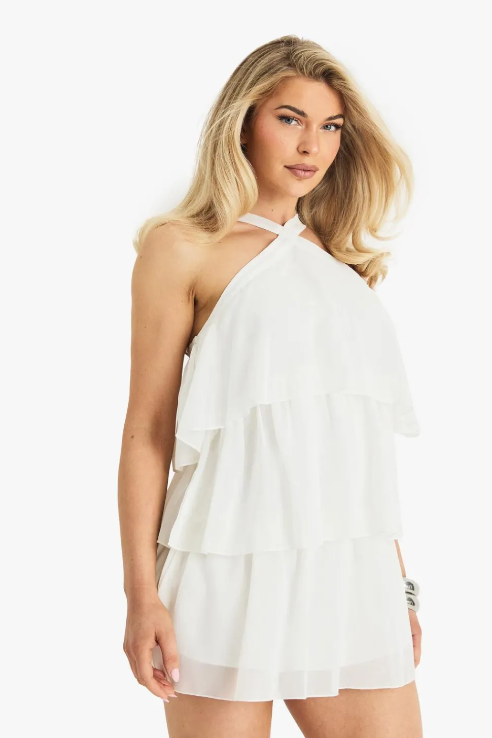 Chiffon Halterneck Layered Mini Dress | Nasty Gal