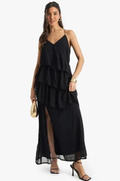 Chiffon Ruffle Cross Back Midaxi Dress | Nasty Gal