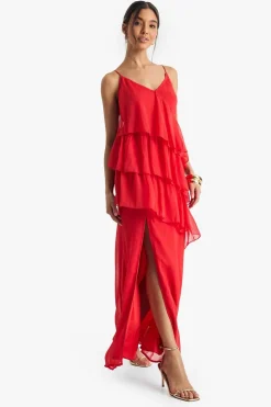Chiffon Ruffle Cross Back Midaxi Dress | Nasty Gal