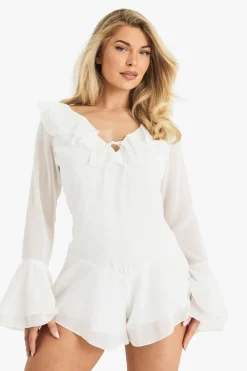 Chiffon Ruffle Godet Hem Playsuit | Nasty Gal