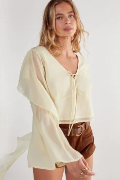 Chiffon Ruffle Sleeve Tie Front Top | Nasty Gal